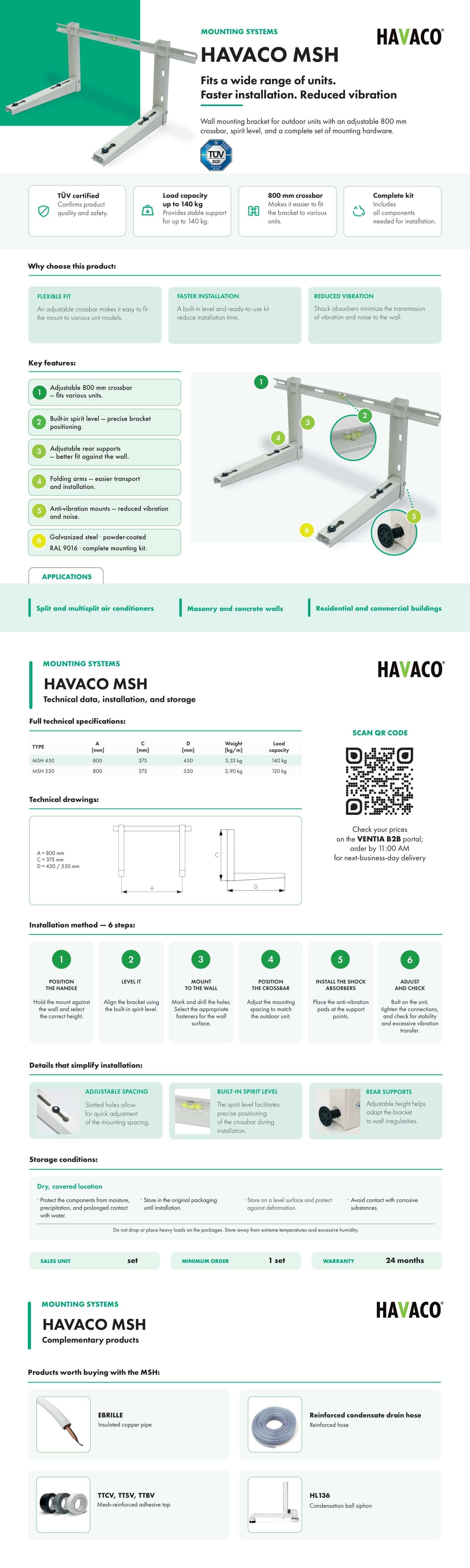 Wall bracket with crossbar Havaco catalogue card
